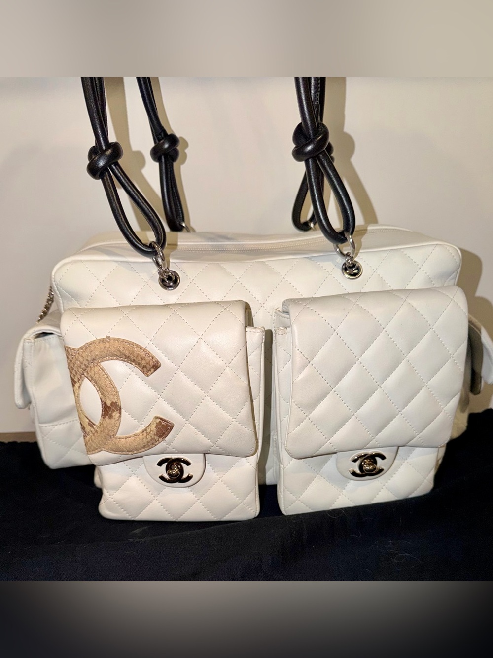 CHANEL Cambon Reporter in White Lambskin, Small